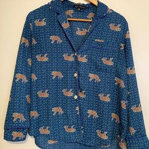 Tiger print pajama-top style bottom up